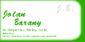 jolan barany business card